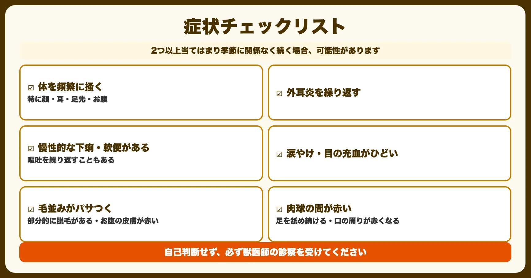 アレルギーの症状チェックリスト