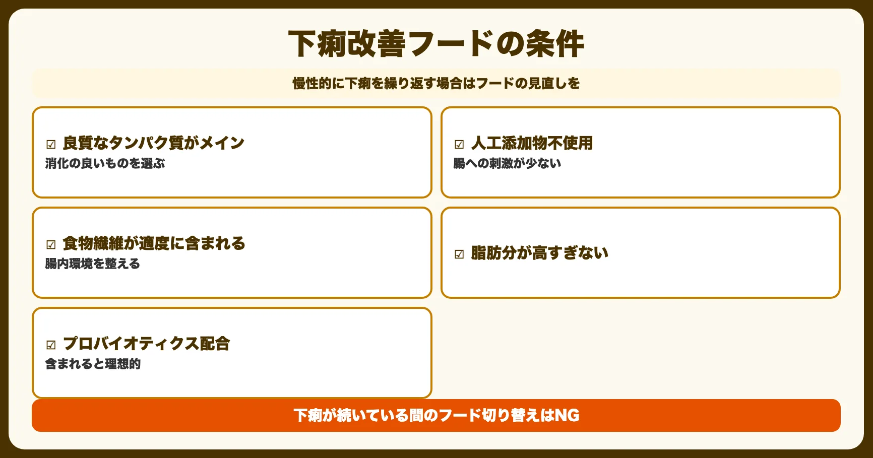下痢を改善するフード選び
